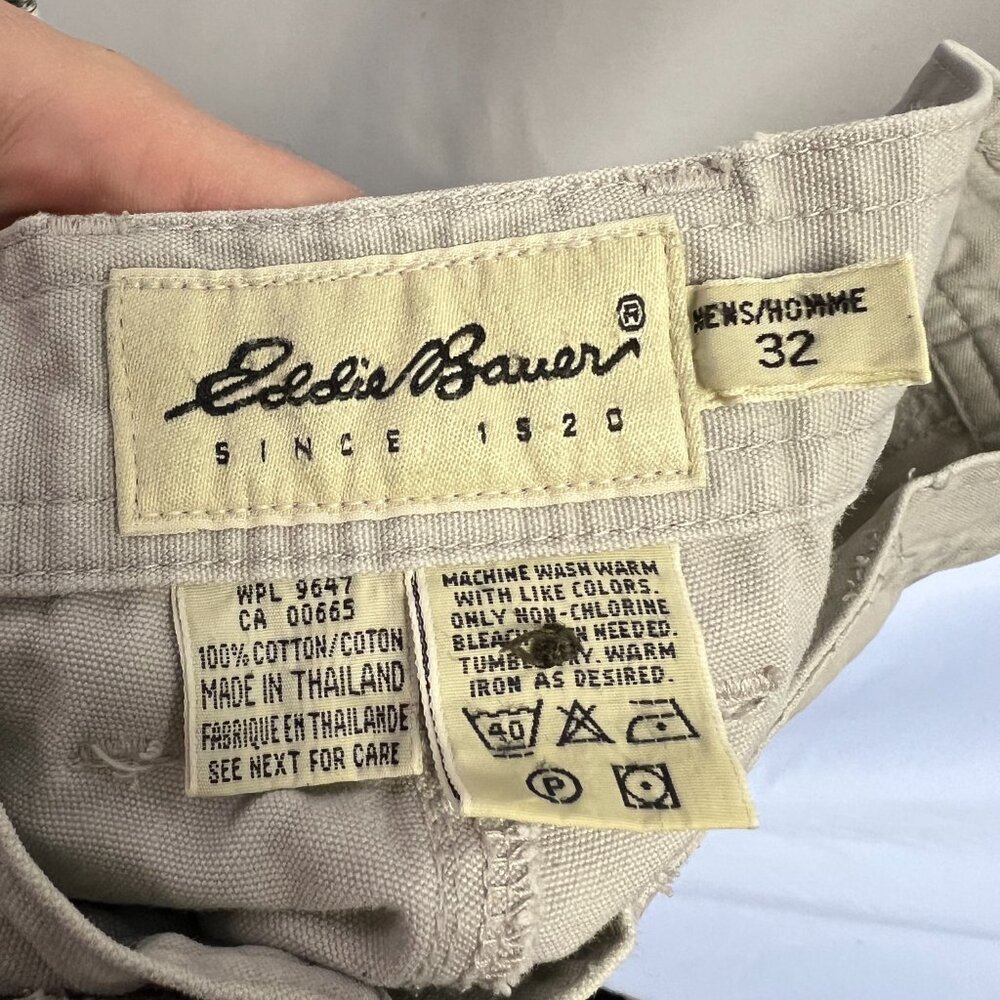 VTG Eddie Bauer Khaki Slacks Side Pockets and Hand Pockets 100% Cotton - Picture 4 of 10